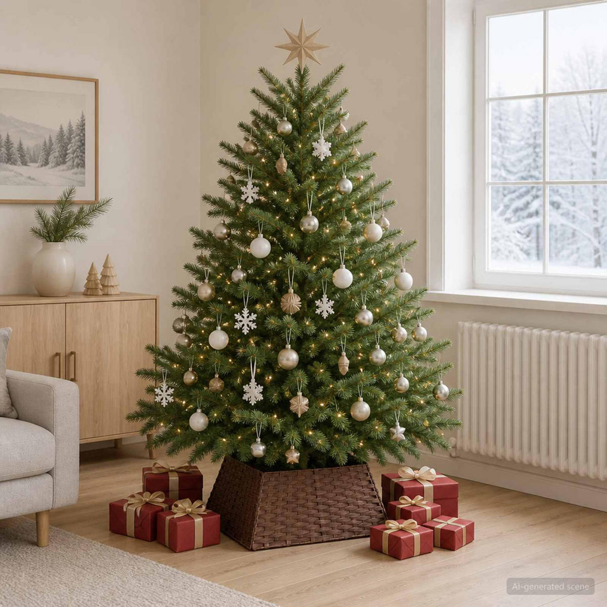 WEIHNACHTSBAUMKRAGEN 70/70/28 cm Braun Poly-Rattan - Braun, Holzwerkstoff (70/28/70cm) - vidaXL