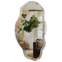SPIEGEL 90x45 cm asymmetrisch mit Druck - Lebender Stein - Transparent, Glas (45/90/0.4cm) - TULUP