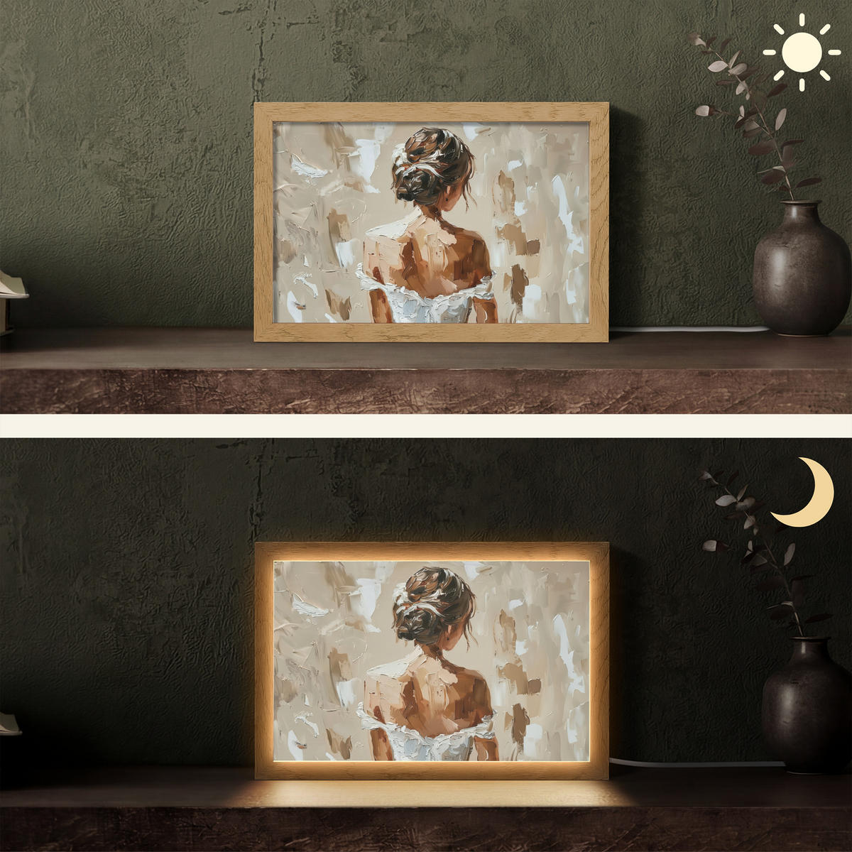 TISCHLEUCHTE Frau - Farbe - Abstrakt - Beige - Modern 30x20 cm - Brombeere, Holzwerkstoff (8/30/20cm) - OnlyWow