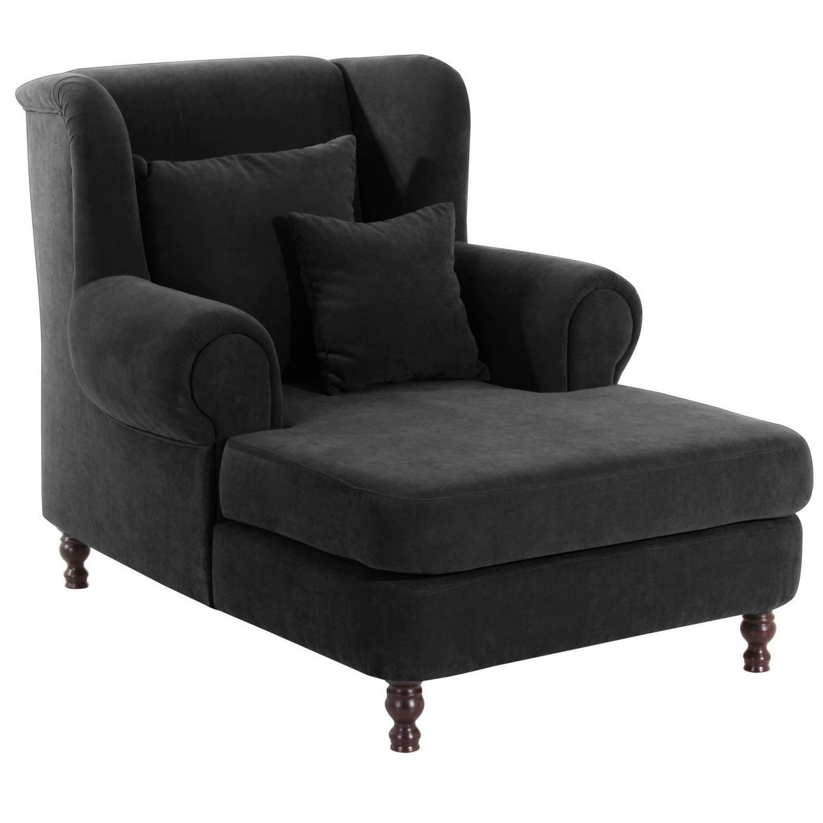 SESSEL XXL Karley Bezug Veloursstoff Buche nussbaum dunkel / schwarz - Schwarz, Kunststoff (149/103/103cm) - 58aufmkessel