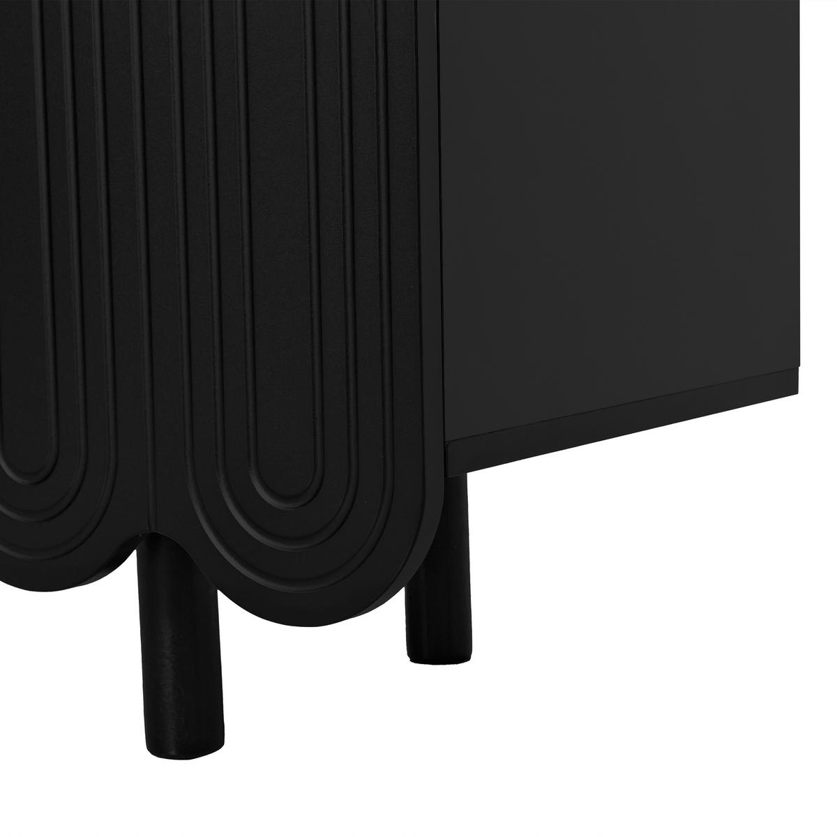 SIDEBOARD in Schwarz Tropfenförmiges Anrichte mit geformten Türen für Wohnzimmer und Esszimmer, B120/T37.5/H80.8 cm - Schwarz, Holzwerkstoff/Metall (120/80.8/37.5cm) - STILVORA