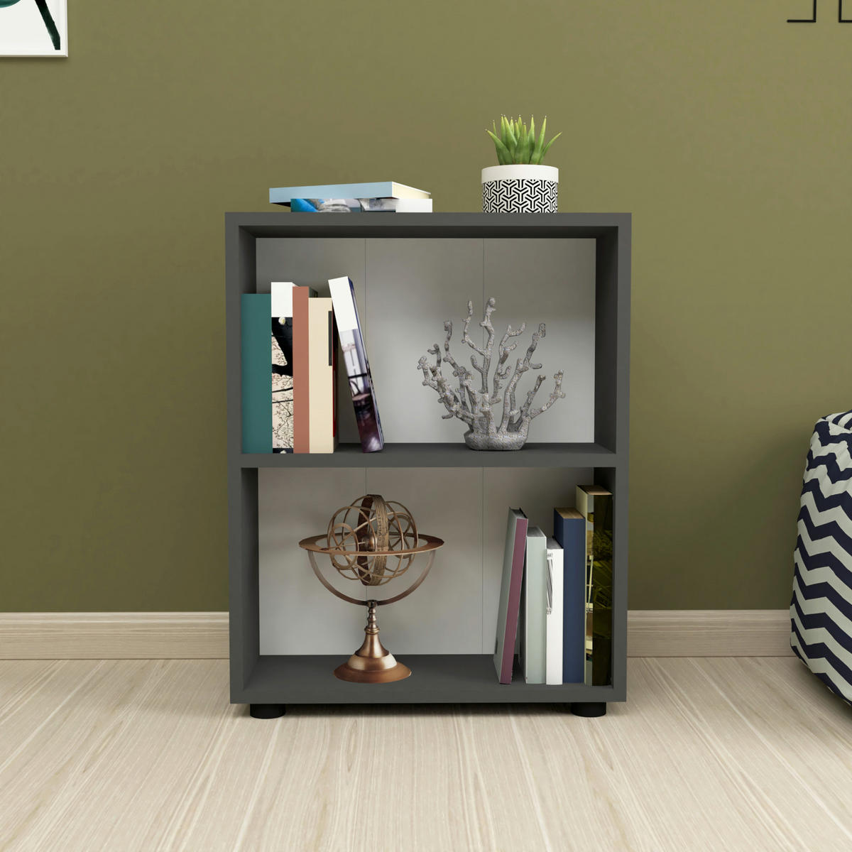 BÜCHERREGAL Vara - Anthrazit, Holzwerkstoff (55/72/20cm) - [en.casa]