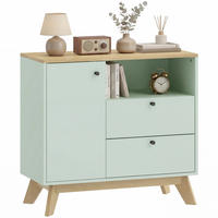 SIDEBOARD Hellgrün und Eiche-Nachbildung, 1 Tür, 2 Schubladen, 80/35/76,3 cm - Hellgrün, Holz (80/76.3/35cm) - PANGIVO