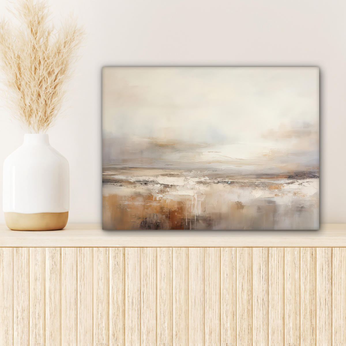 LEINWANDBILD - Kunst - Industriell - Grau - Braun - Abstrakt - 40x30 - Wanddeko - Sandfarben, Textil (40/30cm) - MuchoWow