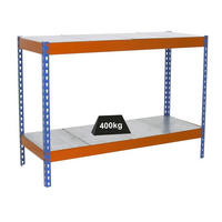 SCHWERLASTREGAL MINI METAL YETI TWO | HxBxT 90x120x45cm | Fachlast 400kg | Blau-Orange - Gelb, Metall (120/90/45cm) - PROREGAL