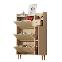SCHUHSCHRANK 90/17/125 cm Natur aus MDF mit 3 Klappen - Naturfarben, Holzwerkstoff (90/125/17cm) - OKWISH