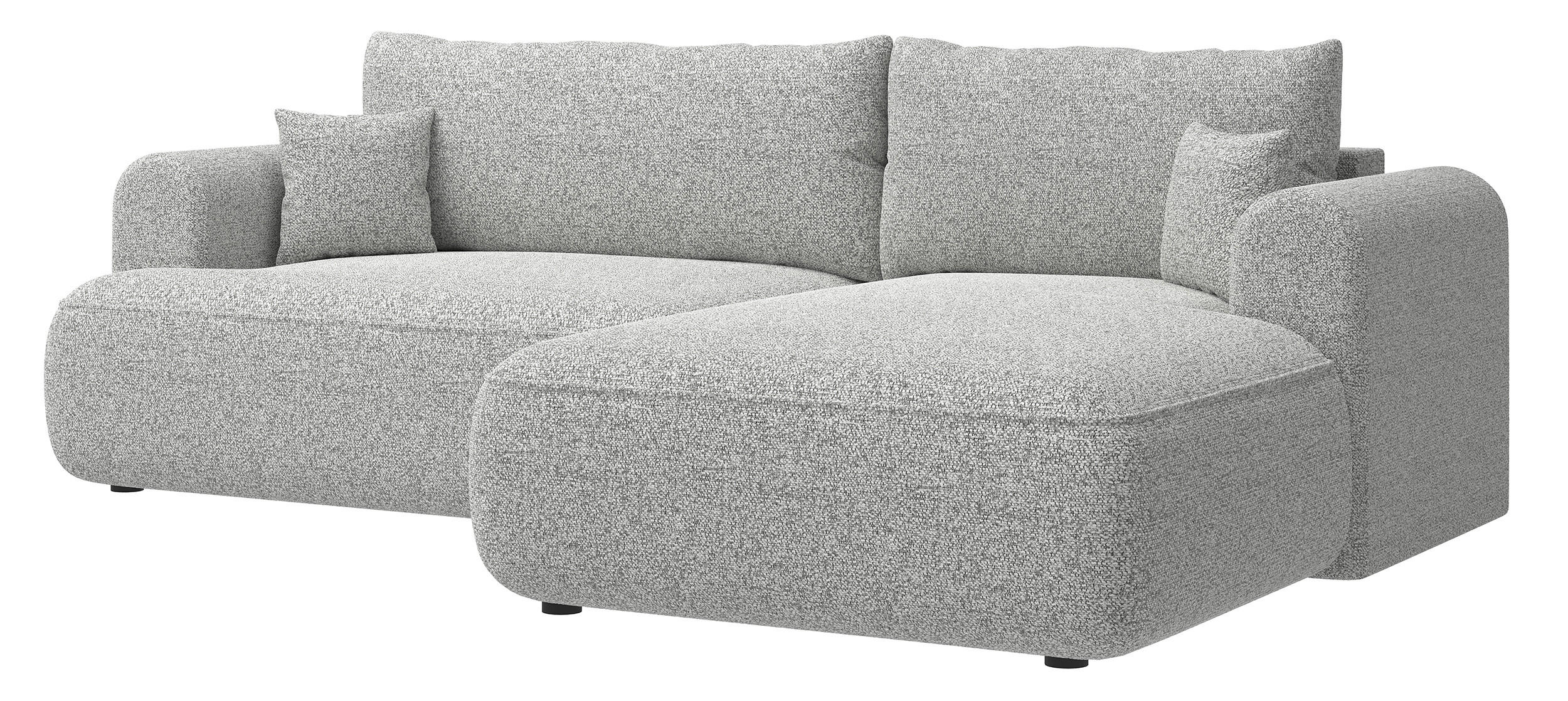 ECKSOFA Ovo Hellgrau Webstoff-Bezug - Hellgrau/Schwarz, Kunststoff/Textil (260/165cm) - Selsey