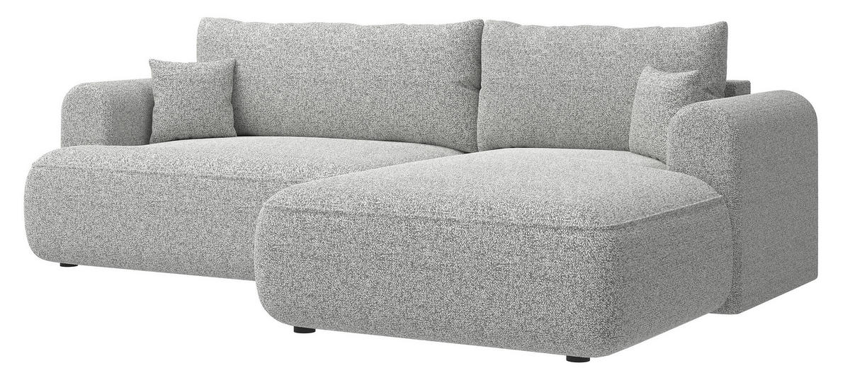 ECKSOFA Ovo Hellgrau Webstoff-Bezug - Hellgrau/Schwarz, Kunststoff/Textil (260/165cm) - Selsey