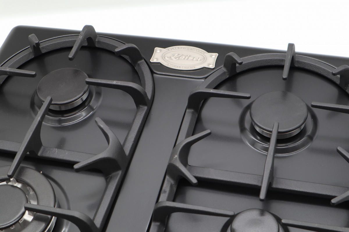 BACKOFEN-SET Elektro Backofen 60 cm EH 6355 Em Sil+KG 6325 Em Sil Turbo Gaskochfeld 60 cm - Schwarz, Metall (59.4/59.4/56.6cm) - Kaiser Küchengeräte