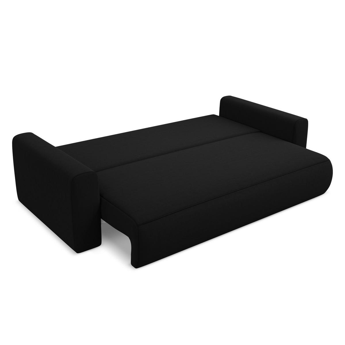 3-SITZER SOFA mit Schlaffunktion Samt Stoff Schwarz - Schwarz, Kunststoff/Textil (238/82/105cm) - LaMiaSofa