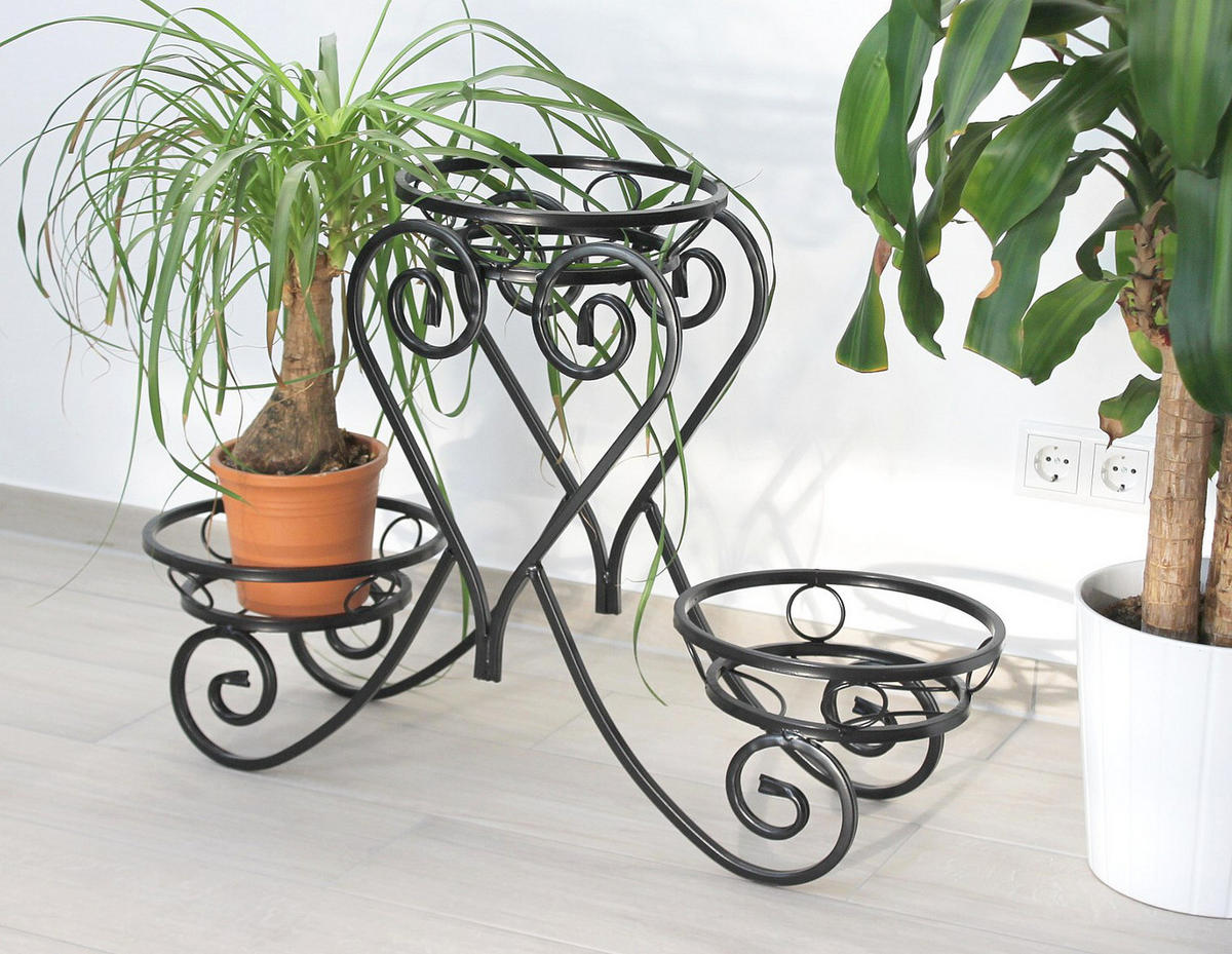 BLUMENTREPPE Metall Schwarz 89 cm KW403 - Schwarz, Metall (89/59/31cm) - DanDiBo