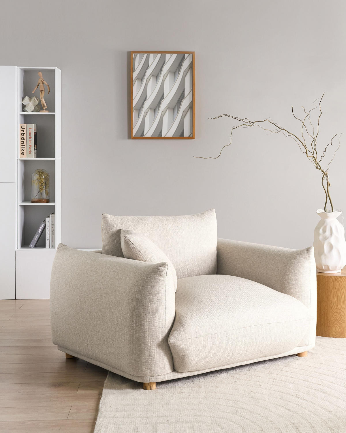 SESSEL Stoff Hellbeige Luvos - Beige, Textil (120/74/108cm) - Beliani