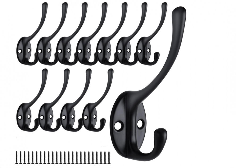 HANDTUCHHAKEN , Set mit 12 Wandhaken - Schwarz, Metall (3.7/3.7/8.6cm) - BELZ