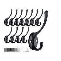 HANDTUCHHAKEN , Set mit 12 Wandhaken - Schwarz, Metall (3.7/3.7/8.6cm) - BELZ