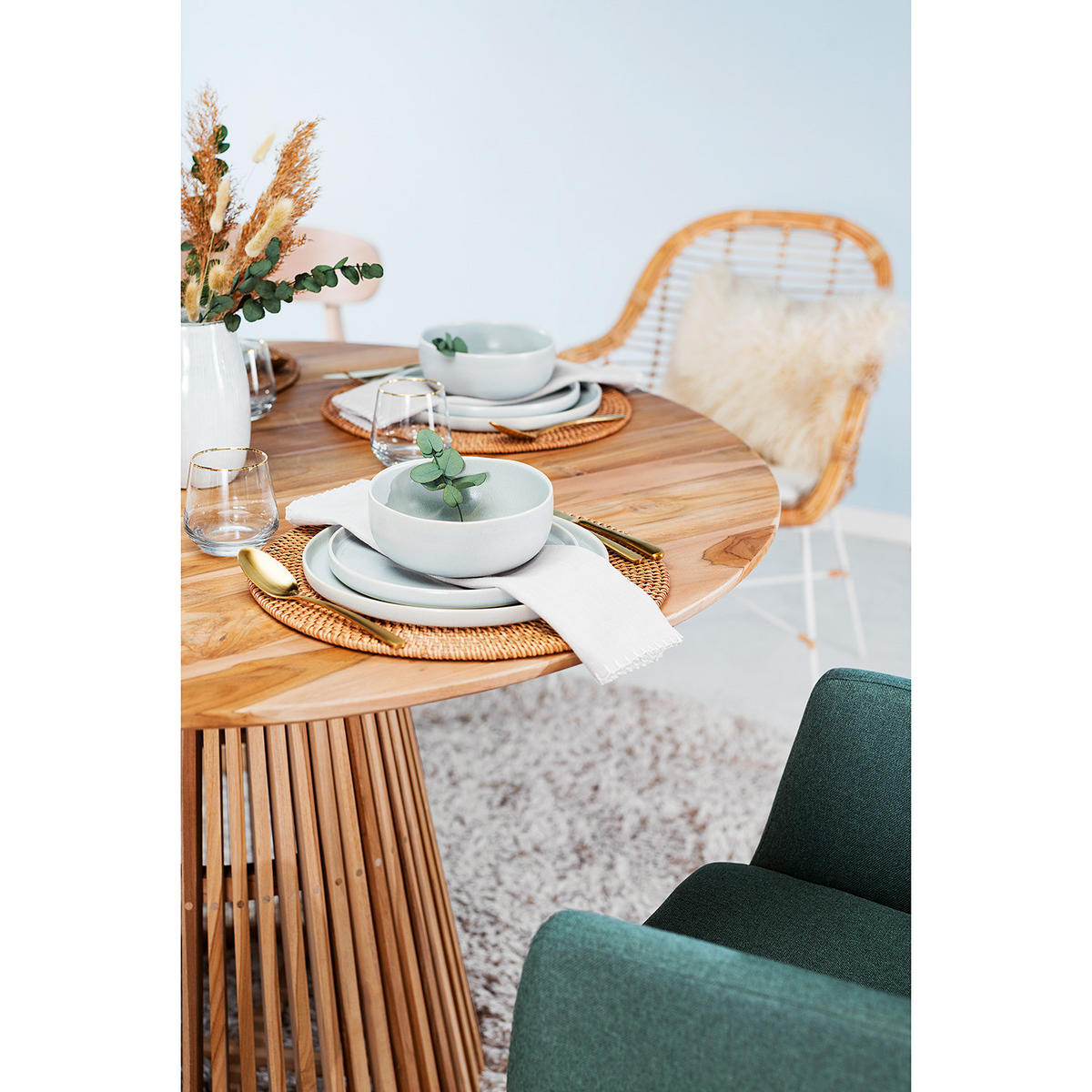 ARMLEHNENSTUHL - (inkl. Sitzkissen) - Rattan / Metall - Rattan / Weiß - Braun, Naturmaterialien/Textil (58/85/60cm) - home24