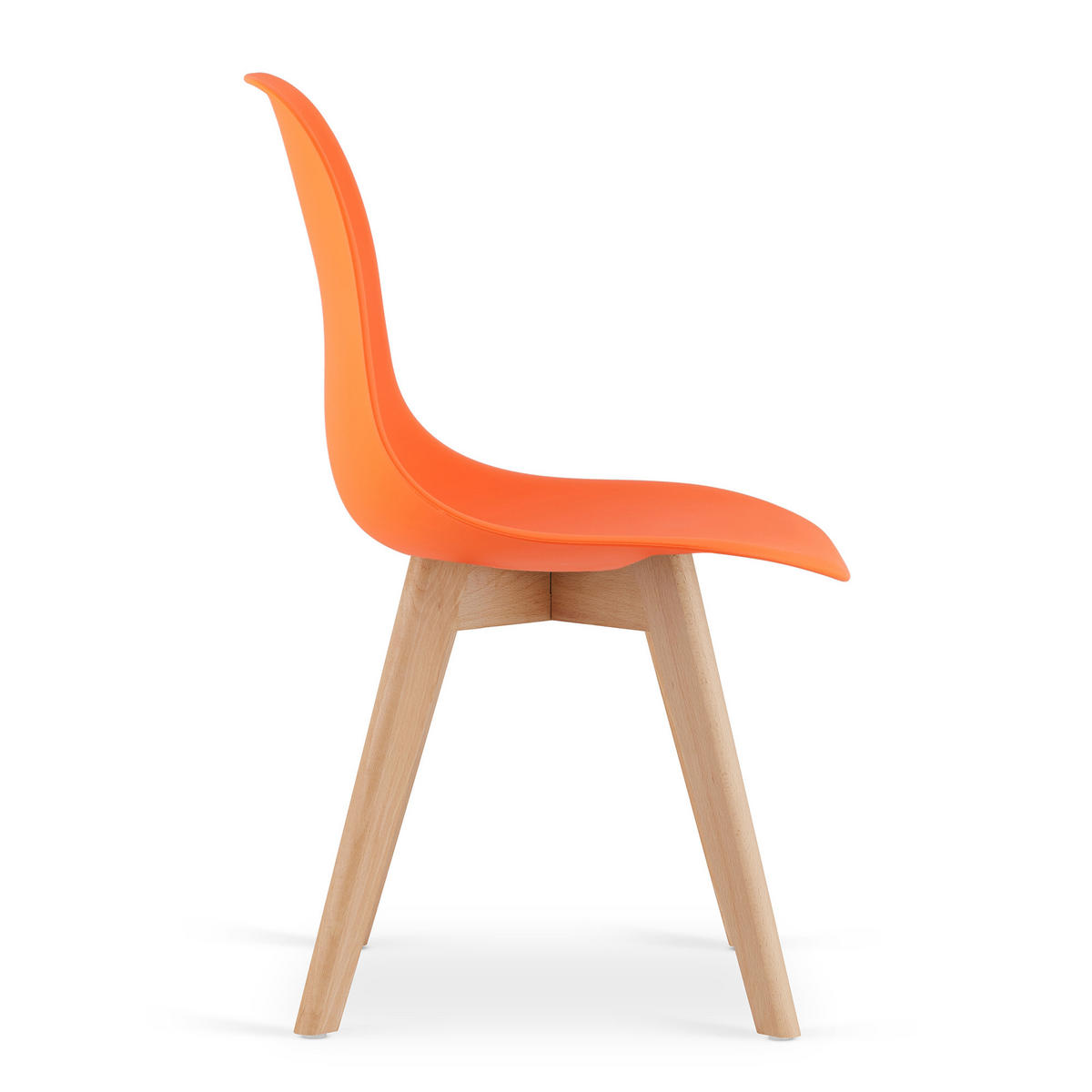 ESSZIMMERSTUHL 2-er Set KITO orangefarbener Sitz, natürliche Beine - Orange/Naturfarben, Kunststoff (46/80/54.5cm) - Valora