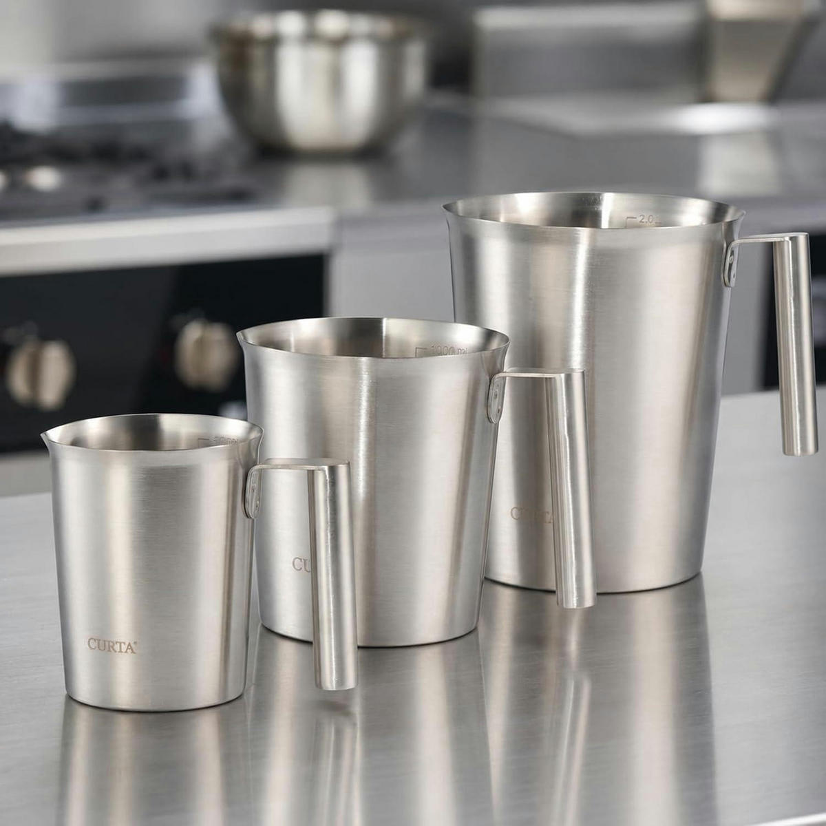 MESSBECHER Edelstahl 1000 ml - Silberfarben, Metall (1L)
