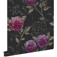 TAPETE Hortensien 53 cm x 10.05 m - Schwarz, Papier (53/1000cm) - ESTAhome