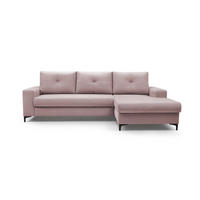 ECKSOFA AVRA L-förmig, mit Stauraumbehälter-in RINO-Stoff, Komfort & Eleganz, lose Rückenkissen, freistehend, RECHTS 251x165x85 cm Pink - Pink, Holz/Textil (251/165cm) - DomoHome