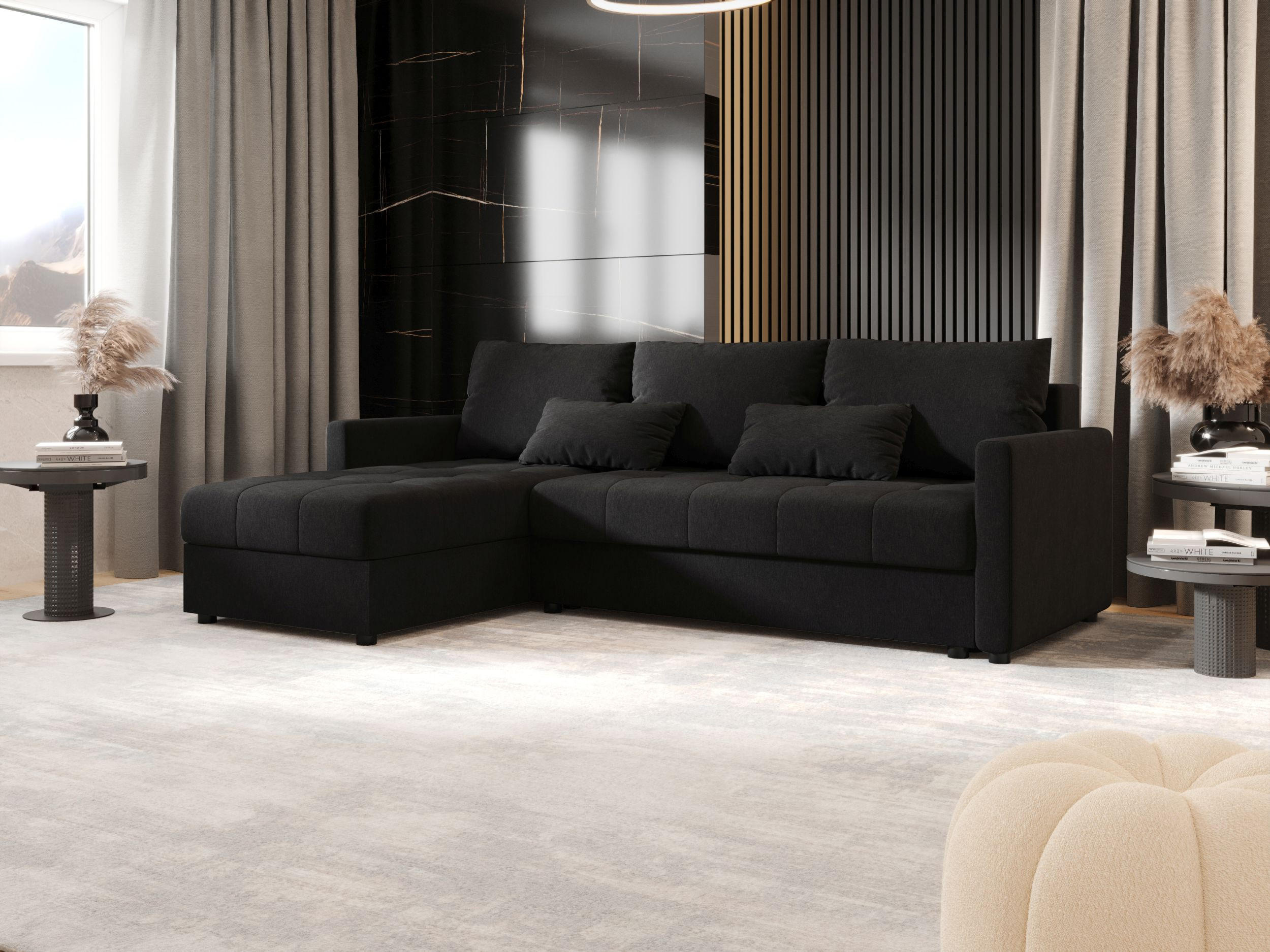 ECKSOFA MOS L BIS Cosmic 100 Links mit Schlaffunktion - Schwarz, Textil (220/143cm) - Bedante