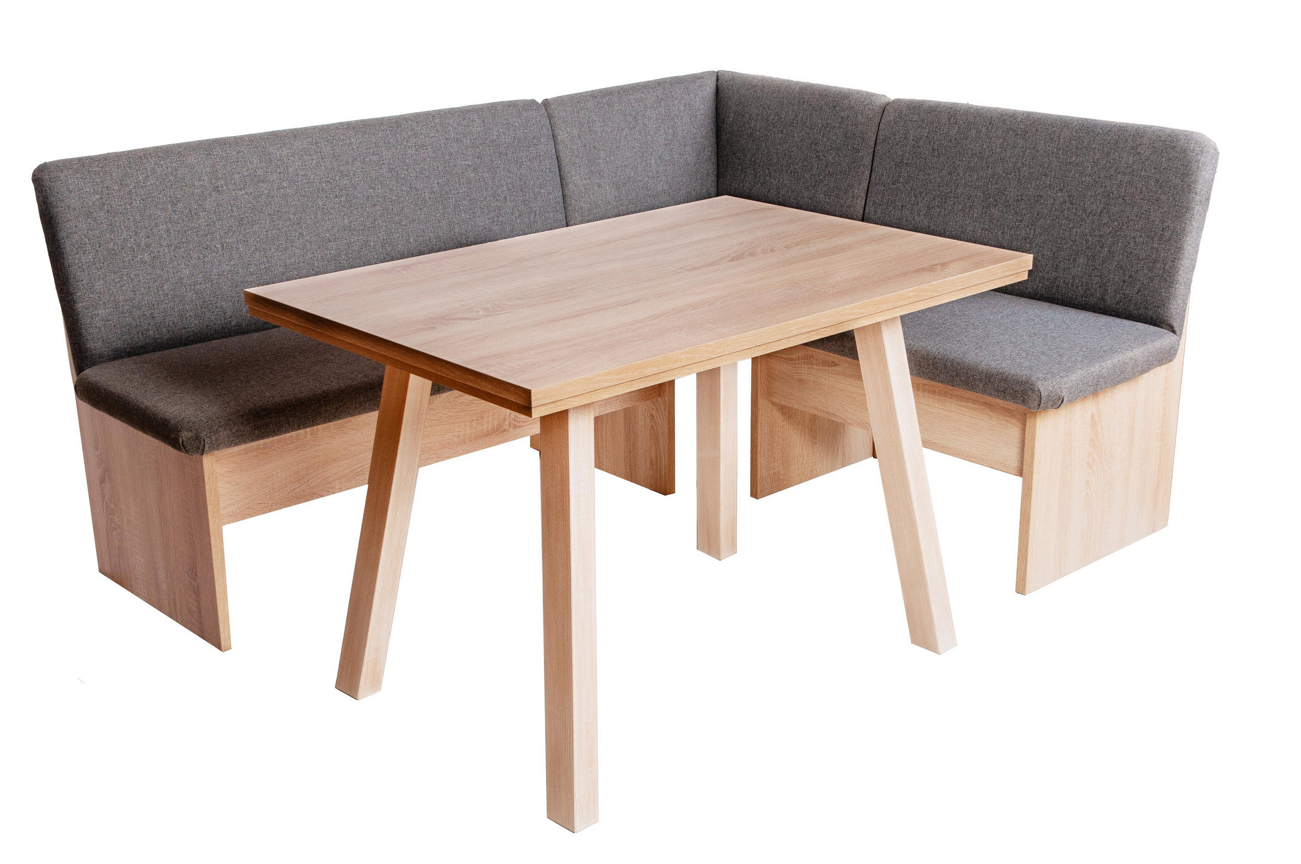 ECKBANKGRUPPE Die Vielseitige Tisch III - Eichefarben/Grau, Holzwerkstoff/Buchenholz (145/86/185cm) - Kundler Home