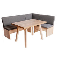 ECKBANKGRUPPE Die Vielseitige Tisch III - Eichefarben/Grau, Holzwerkstoff/Buchenholz (145/86/185cm) - Kundler Home