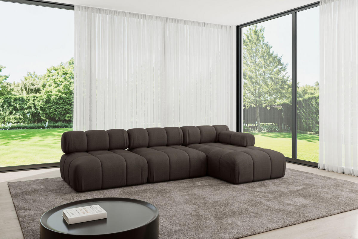 ECKSOFA modulares Sofa Razon-L2 - 285x160x70 cm Braun Velours - Braun, Holzwerkstoff/Textil (285/160cm) - ALTDECOR