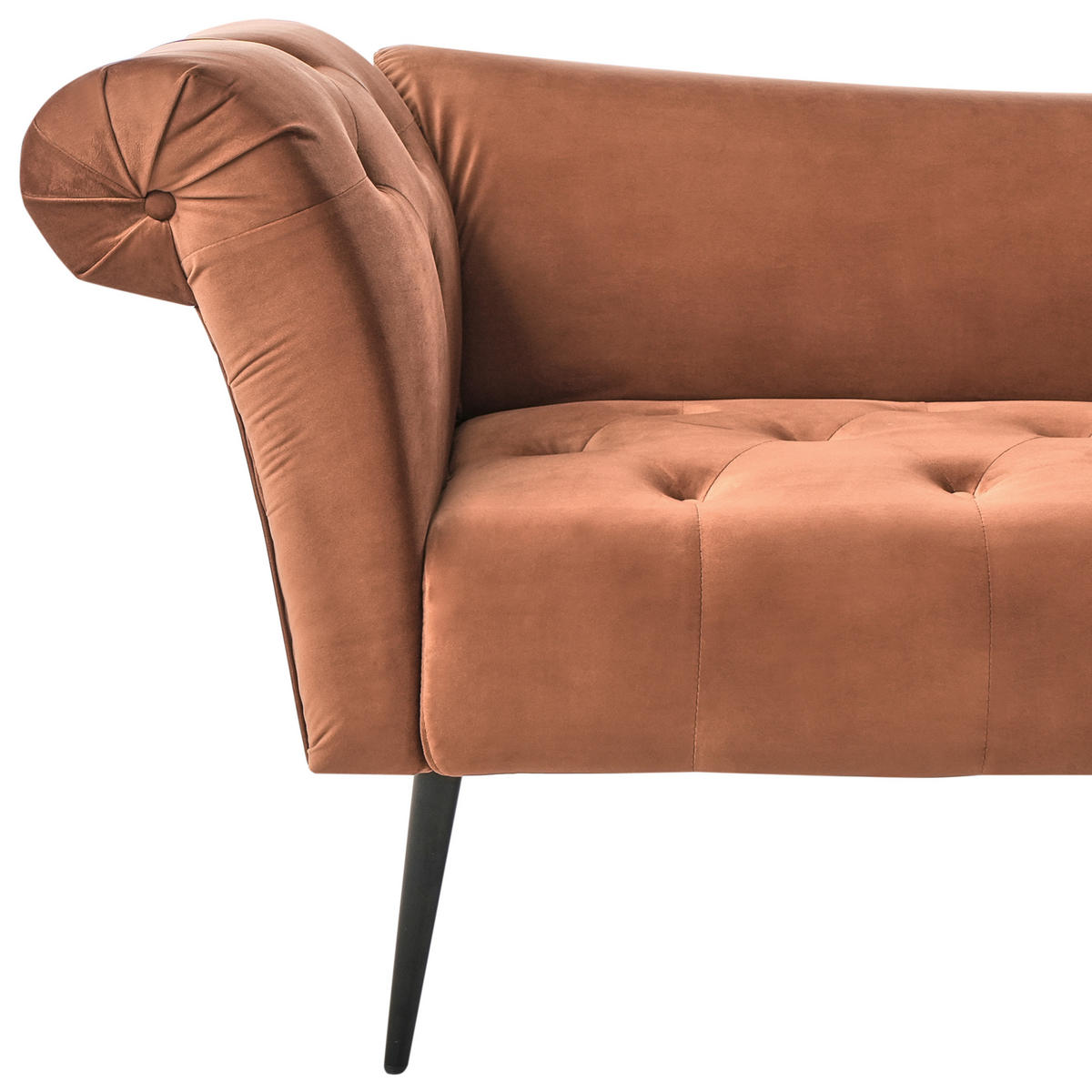 ČALOUNĚNÉ LEHÁTKO CHAISE LONGUE Sametová látka Zlatohnědé Nantilly - černá/zlatá, textil (175/76/69cm) - Beliani