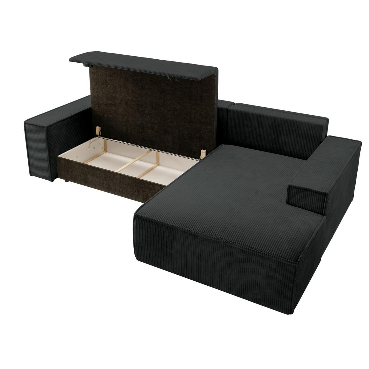 ECKSOFA Farese Schwarz Cord - Schwarz, Kunststoff/Textil (167/267cm) - Selsey
