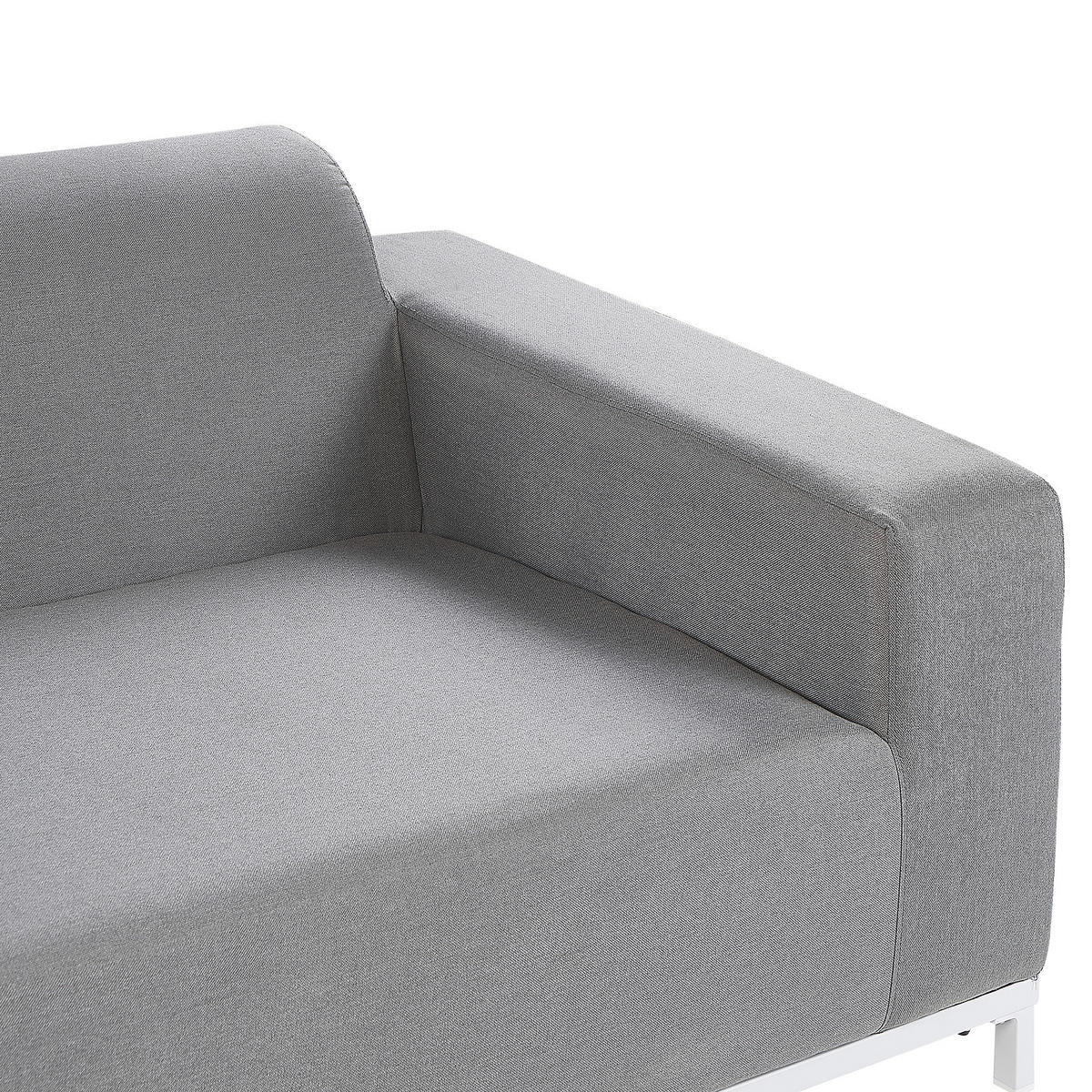 GARTENSOFA 3-Sitzer grau/weisses Gestell Rovigo - Weiß/Grau, Textil (182/66/84cm) - Beliani