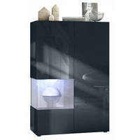 VITRINE Morena Einsatz in Beton Oxid Optik - Hellgrau, Holzwerkstoff (91.5/136.5/37cm) - Vladon