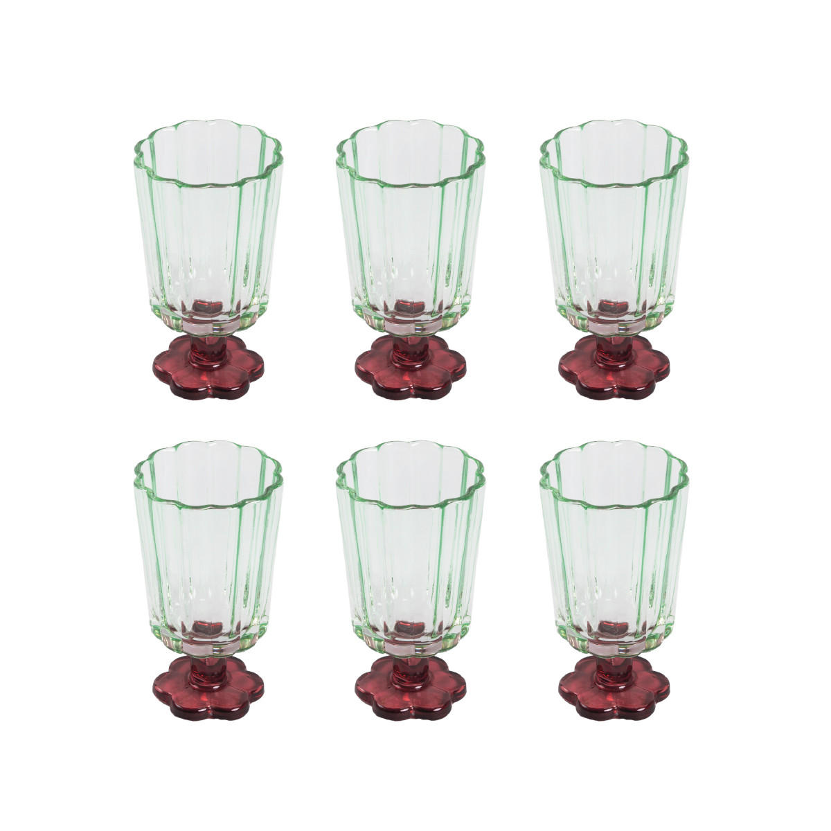 GLÄSERSET Cassiar korallengrün 0,22 l 6er-Set - Multicolor, Glas (0.22L) - Homla