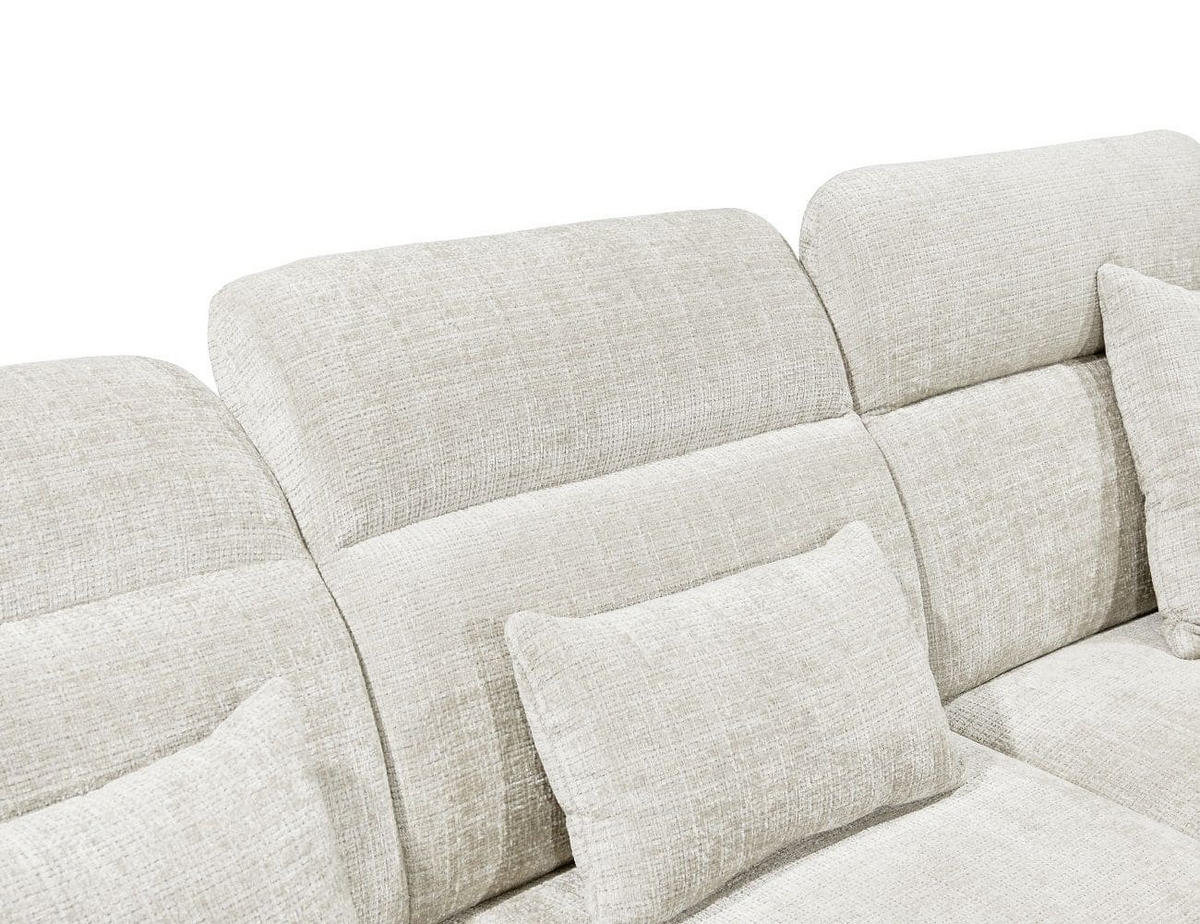 ECKSOFA mit 5-fach verstellbare Kopflehnen und pflegeleichter Mikrofaser-Chenille-Bezug - Schwarz/Weiß, Kunststoff/Textil (285/339cm) - ed exciting design