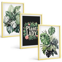 BILDER SET 3er Set - 40x60 cm Goldrahmen - Tropische Pflanzen, Pflanzenliebhaberin - Goldfarben, Kunststoff (40/60cm) - TULUP