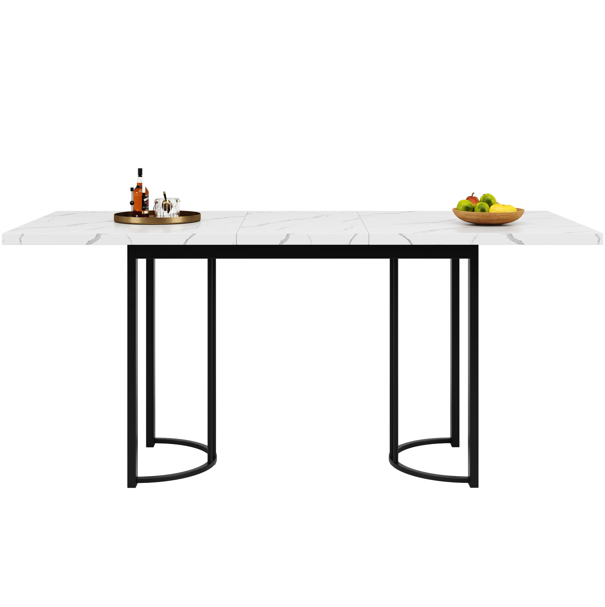 ESSTISCH Teleskoptisch 140/80/75,5 cm schwarz/weiß mit MDF und Metall - Weiß, Holzwerkstoff (140/80/75.5cm) - OKWISH