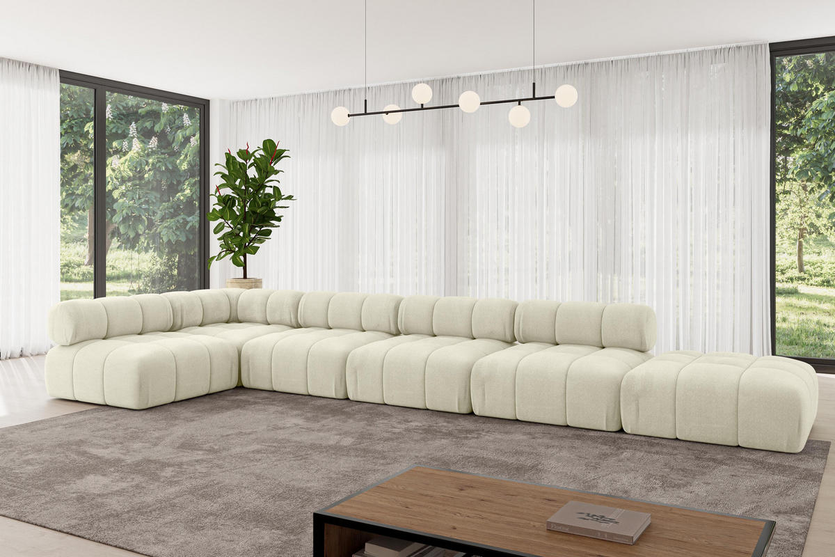 ECKSOFA modulares Sofa Favio-L3 - 475x190x70 cm Beige Velours - Beige, Holzwerkstoff/Textil (475/190cm) - ALTDECOR
