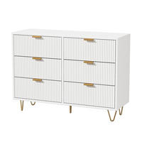 SCHUBLADENSCHRANK mit 6 Schubladen, Wohnzimmer Kommoden Holz, in Weiß - Goldfarben/Weiß, Holz/Metall (34/73/100cm) - BPKADHY