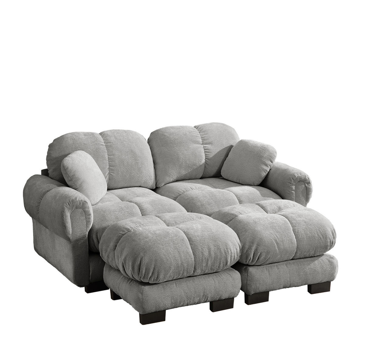 SOFA aus Chenille in U-Form Grau - Hellgrau, Holz (149/90/190.1cm) - Meubliv