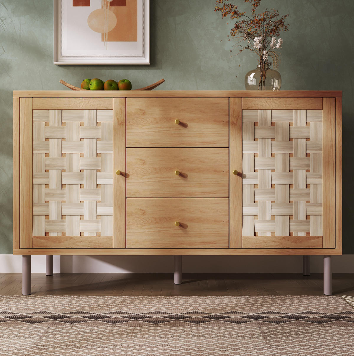 KOMMODE 120/40/75 cm aus Holz mit höhenverstellbaren Einlegeböden Eichefarben - Nussbaumfarben, Holzwerkstoff (120/70/40cm) - Modenvie