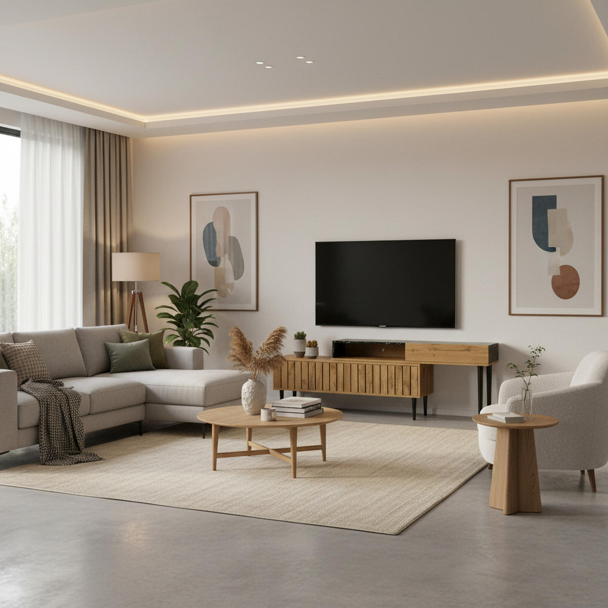 TV-SCHRANK Schwarz und Braun 129-200/26.5/58 cm - Braun, Holzwerkstoff (26.5/58/200cm) - Urban Meuble