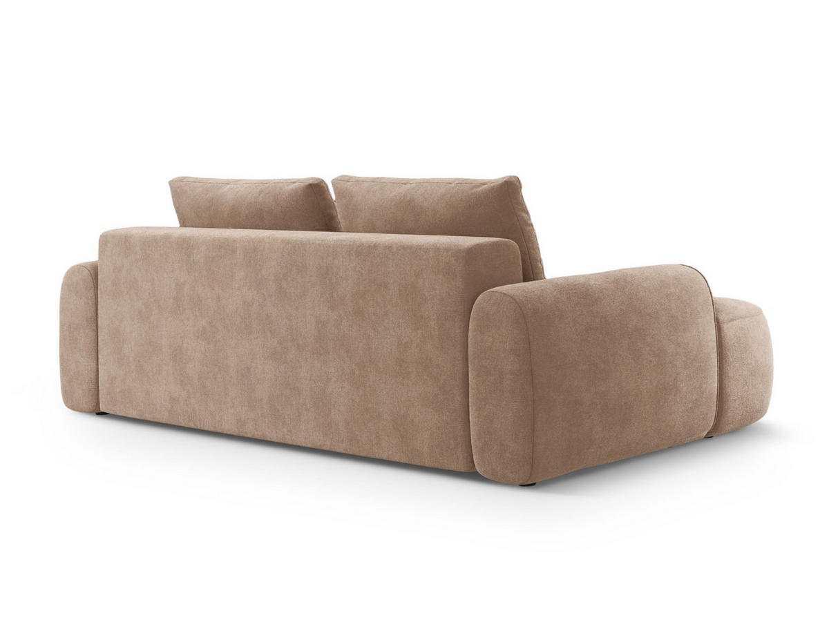 AUSKLAPPBARES-SOFA mit Bettkasten Linz aus Samt dunkelbeige 4 Sitzplätze - Mokka, Textil (100/84/250cm) - Cosmopolitan Design