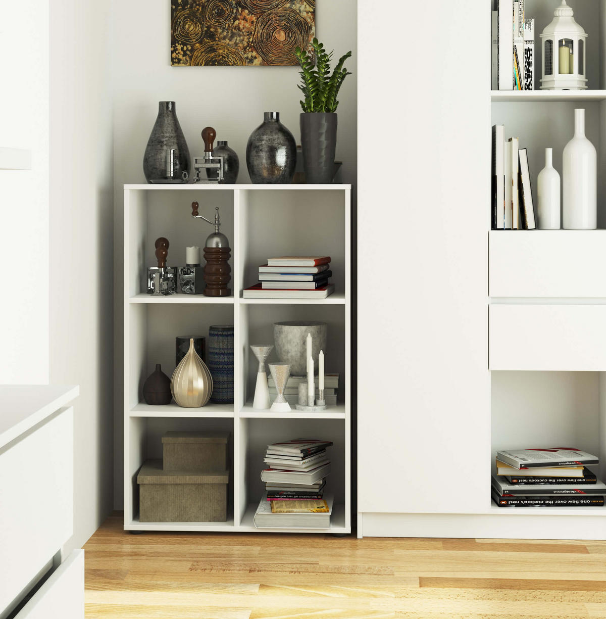 REGAL QUAD Weiß 70,5x109x33 cm - Weiß, Holzwerkstoff (70.5/109/33cm) - Akord