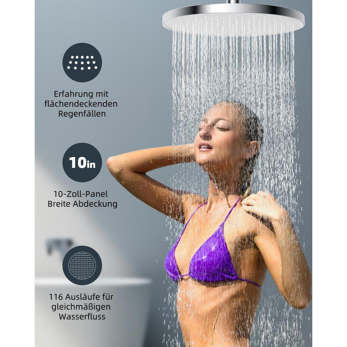 REGENDUSCHE 25 cm Chrom mit Selbstreinigungsfunktion - Silberfarben, Metall (25/12.7/25cm)