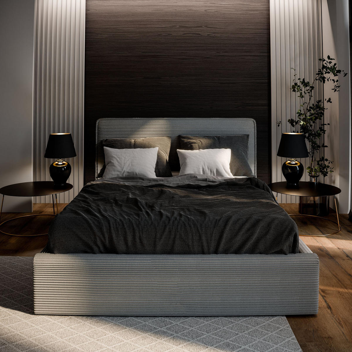 POLSTERBETT PARMA 120x200 cm mit Bettkästen - Grau - Grau, Holz/Textil - MASSENO