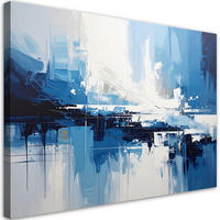 BILD auf Leinwand, Blaue texturierte moderne Abstrakt - Blau, Textil (60/40cm) - Feeby