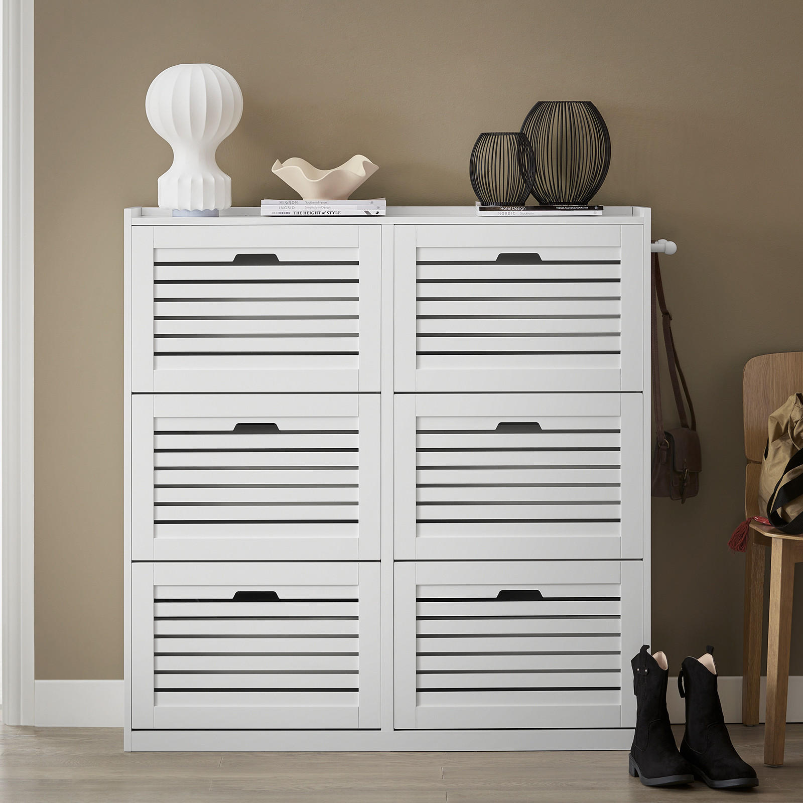 SCHUHSCHRANK Weiß - Weiß, Holzwerkstoff (115/112/30cm) - SoBuy