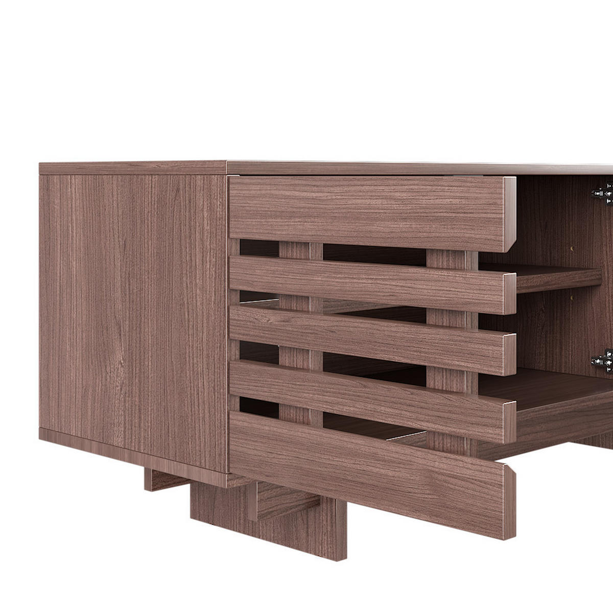 TV-LOWBOARD 200/39,5/55 cm walnussfarben aus MDF mit 2 Schubladen - Walnussfarben, Holzwerkstoff (200/55/39.5cm) - OKWISH