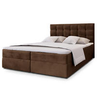 BOXBETT GLOS K 140x200 cm mit Matratze und Topper, H2+H3 - Braun - Braun, Holz (140/200cm) - MASSENO
