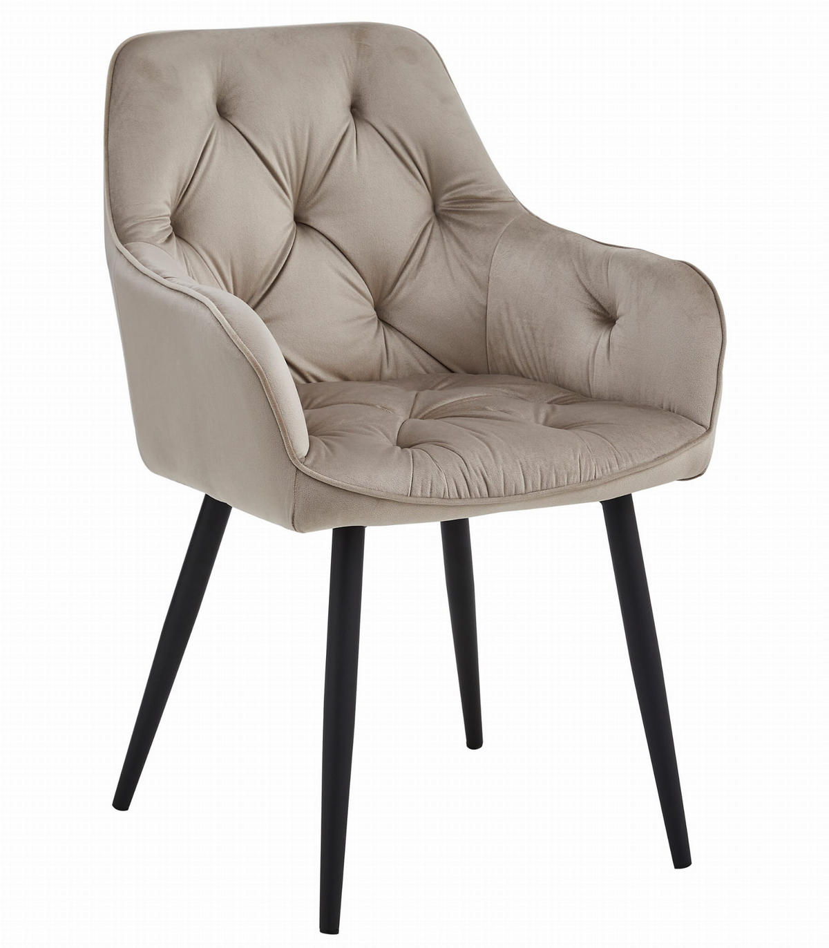 ESSZIMMERSTUHL LUKK dunkelbeiger Sitz, schwarze Beine - Beige/Schwarz, Textil (56/83.5/62cm) - Valora