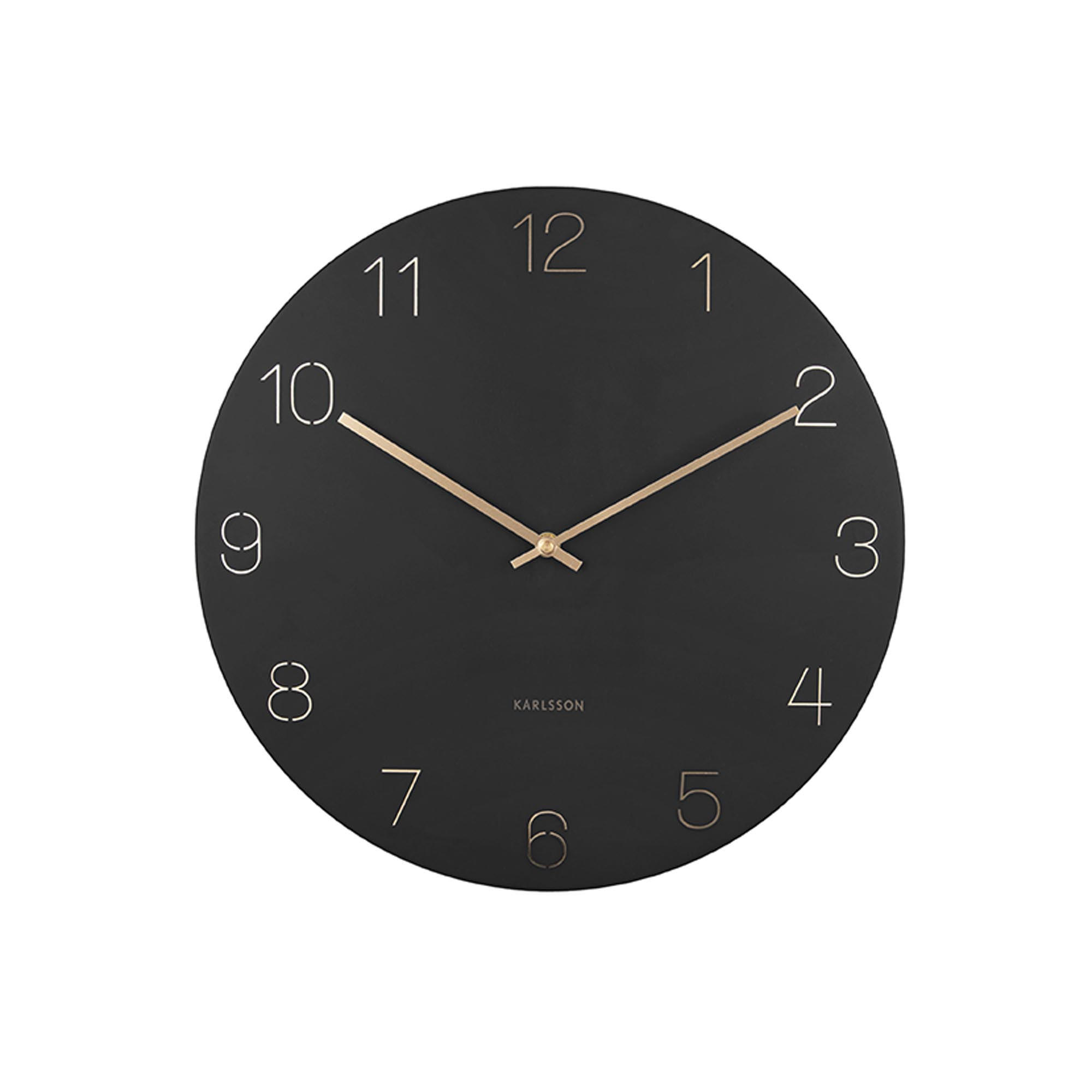 WANDUHR Charm Schwarz 40/40/3.5 cm - Schwarz, Metall (40/3.5/40cm) - Karlsson
